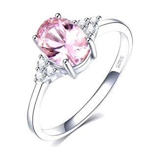 Woman’s .925 Silver Morganite Birthstone Engagement Ring